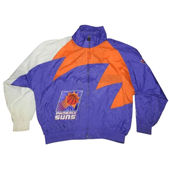 Vintage 90s Logo Athletic Phoenix Suns Sharktooth Windbreaker Jacket XL NBA - Picture 1 of 9